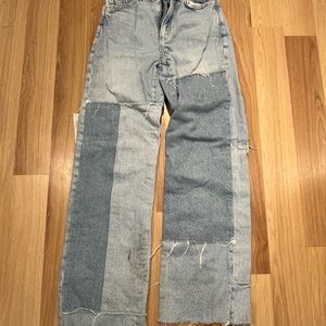 Women ‘s Blue Patchwork Jeans
